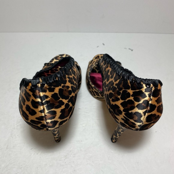 New Betsy Johnson Leopard Peep Toe Satin High Heel Pump Women's Shoes Size 10 - Picture 7 of 15
